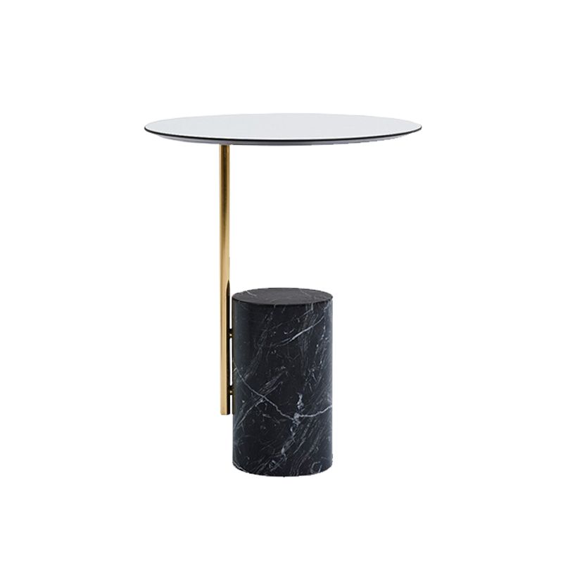 Contemporary Pedestal End Table Round Glass Top Side End Table