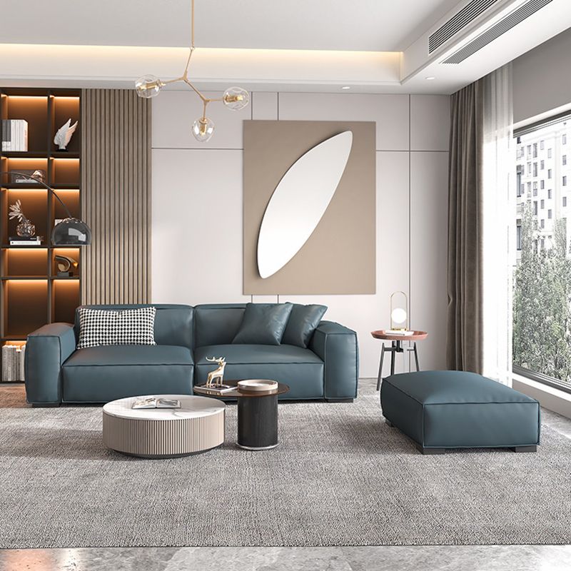 Contemporary Genuine Leather Settee Square Arm Loveseat in Green/Beige/Brown/Gray Clearhalo 'furn' 'furn_sofas' 'Furniture' 'furniture_sofas' 'Living Room Furniture' 'Sofa' 'sofas' 1200x1200_20a6d243-5aa5-4d01-b9c3-b48602b56d6d