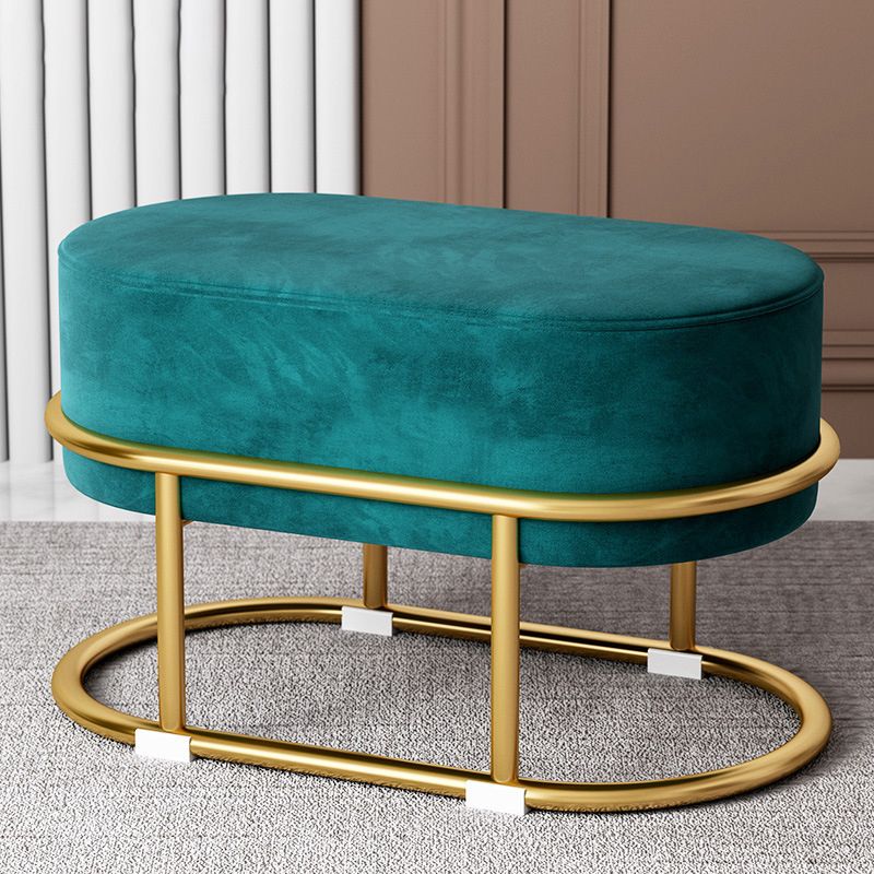 Glam Velvet Boucle Pouf Plain Oval Metal Frame Tear Resistant Ottoman Footrest Clearhalo 'furn' 'furn_ottomans_poufs' 'Furniture' 'Living Room Furniture' 'Ottomans & Poufs' 'ottomans_poufs' 1200x1200_20a6e330-6e84-4acf-a1f5-b8a6a96b5a65