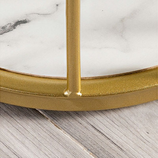 White Marble Hall Table with Specialty Top Glam Double Pedestal Table - 42" H Clearhalo 'Bar Furniture' 'Bar Tables' 'bar_tables' 'furn' 'furn_bar_tables' 'Furniture' 'furniture_bar_tables' 'Kitchen & Dining Furniture' 1200x1200_20a93389-5488-4e81-86c7-ee0c11d7bac4