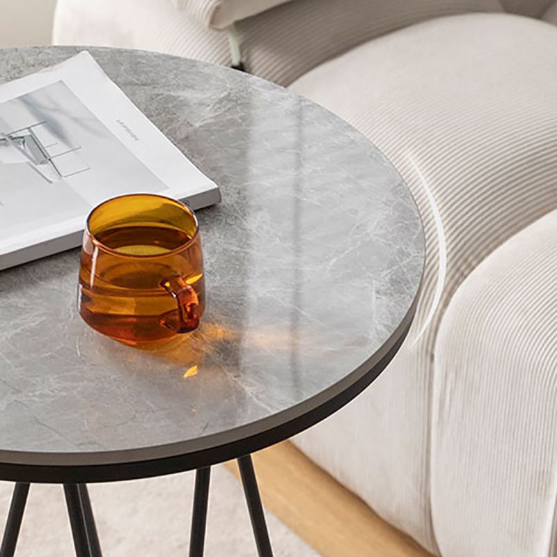 23.6 "Tall Modern Round Side End Table One Shelf bijzettafel met metalen frame