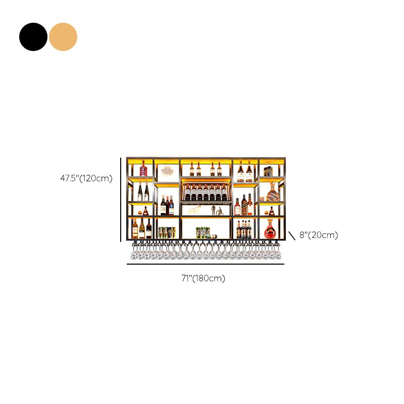 Wine Rack Modern Style Wall Mounted Wine Holder Rack with Wooden Shelf Clearhalo 'furn' 'furn_wine_racks' 'Furniture' 'Kitchen & Dining Furniture' 'Wine Racks' 'wine_racks' 1200x1200_20b1ffff-bcbd-4707-a29d-020293ec1adb