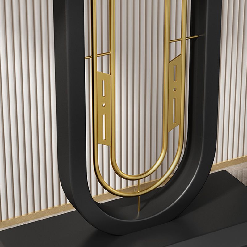 Tavolo di accento mezzaluna moderno con piedistallo nero per il tavolo della console Hall