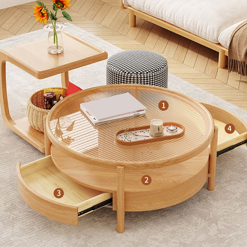 Tropischer Couchtisch, Couchtisch aus massivem Holz mit Stauraum