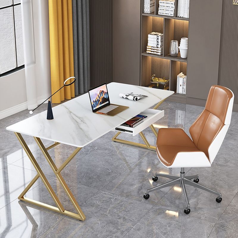 29,25 pollici H Classic Glam Office Desk White RECTALGLY Desk