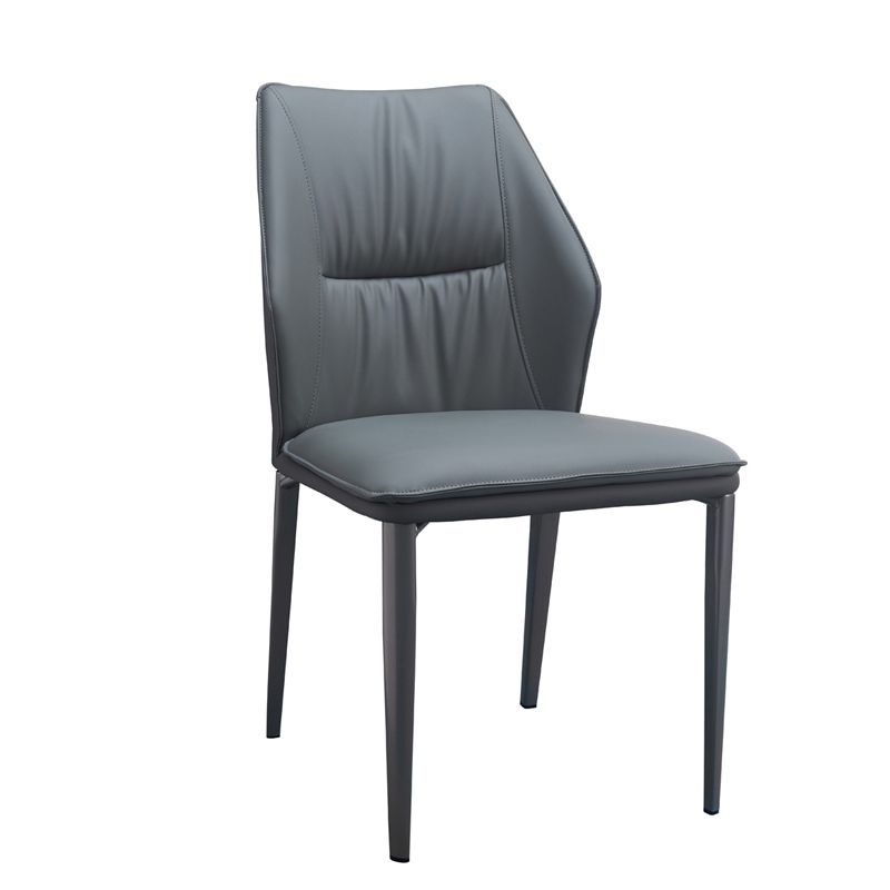 Chaise d'accélération simple moderne chaise à manger en faux cuir avec base en métal pour le salon