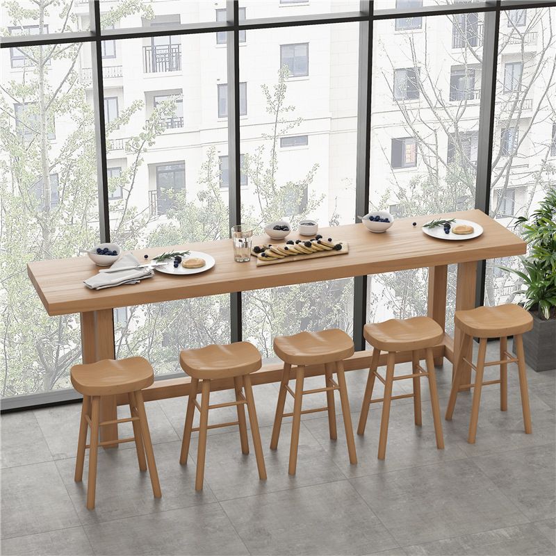 Modern Rectangle Bar Height Table Solid Wood Bar Table with Trestle Base Clearhalo 'Bar Furniture' 'Bar Tables' 'bar_tables' 'furn' 'furn_bar_tables' 'Furniture' 'Kitchen & Dining Furniture' 1200x1200_20b84329-d937-423b-b6dc-374e0cf96b3a