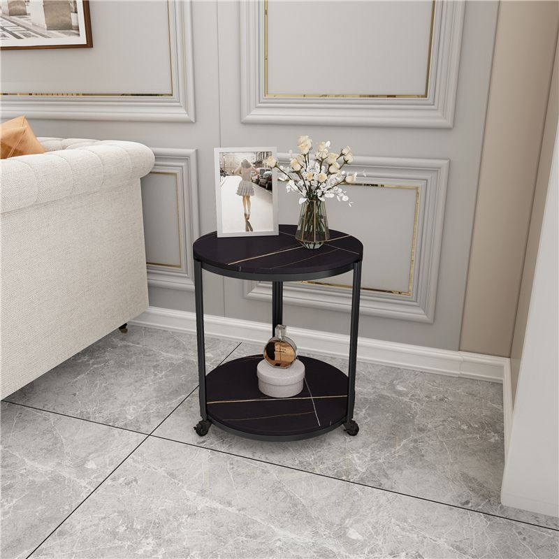 21.65 "スレートラウンドサイドエンドテーブル鉄3脚サイドテーブル付き棚