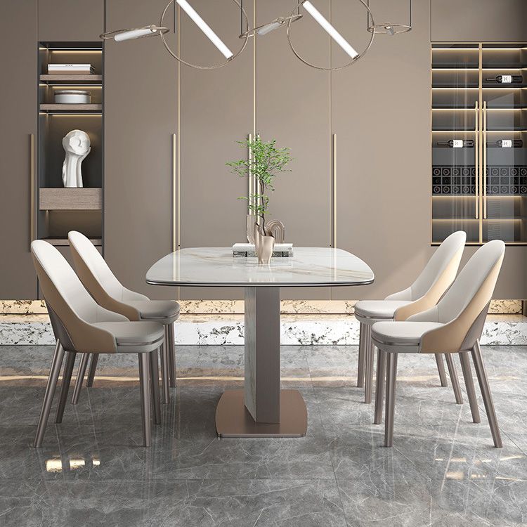 Glam Style Dining Rectangle Table Sintered Stone Table with Metal Legs for Home Use Clearhalo 'Dining Tables & Seating' 'Dining Tables' 'dining_table' 'furn' 'furn_dining_table' 'Furniture' 'Kitchen & Dining Furniture' 1200x1200_20bbb551-8fe4-46bb-b304-98cb71c0aa6c