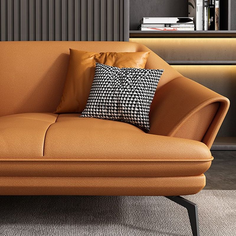 Moderno soggiorno in vetro stazionario in pelle stazionaria a sedere cuscinetti a braccio svasato