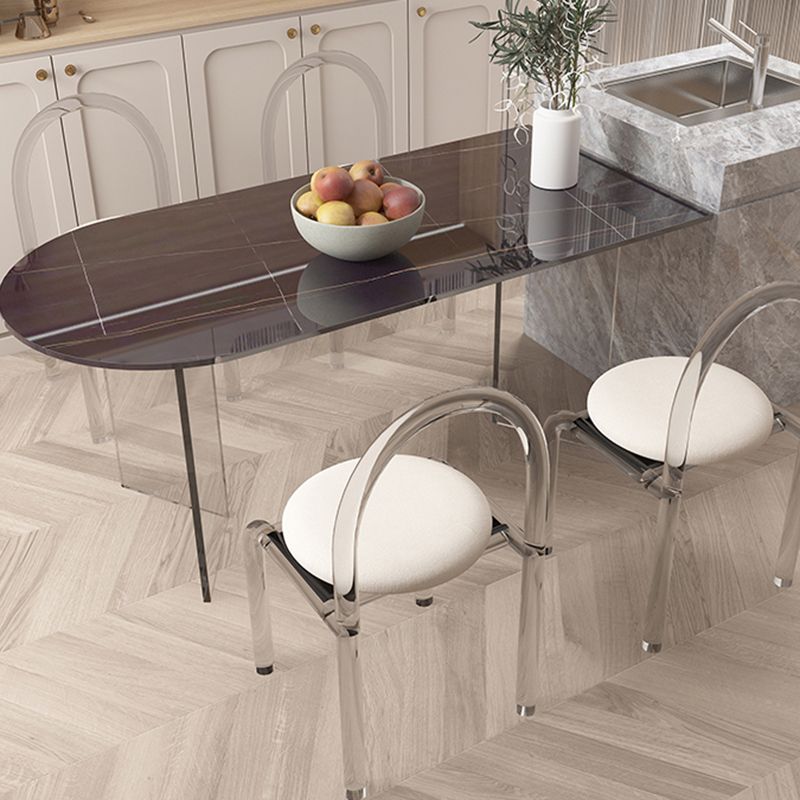 Mesa moderna de forma irregular, mesa de piedra sinterizada con pedestal doble