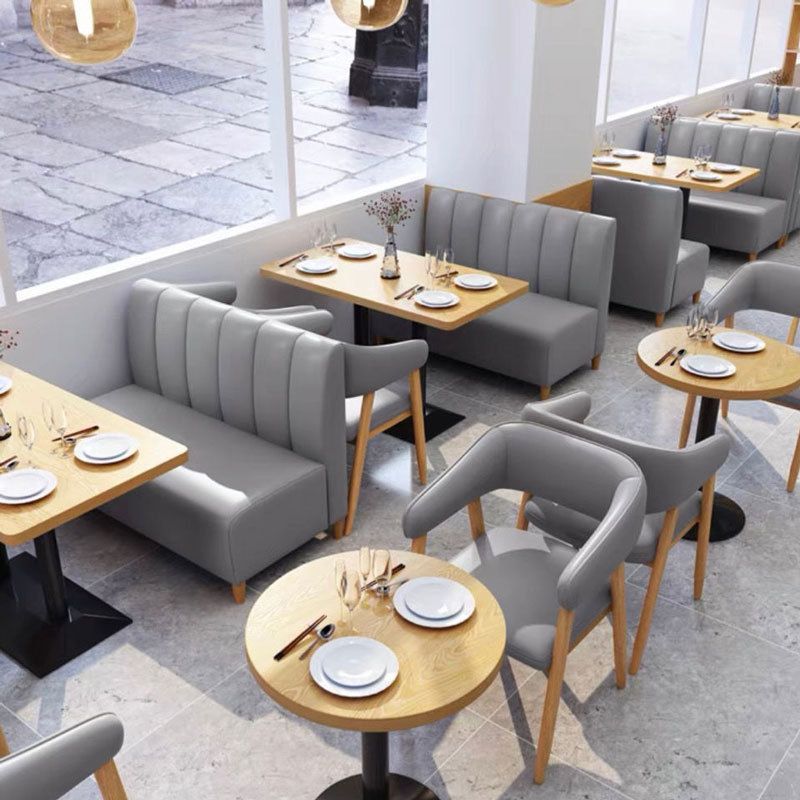 Open achterste eetstoelen hedendaagse gestoffeerde eetstoelen in grijs