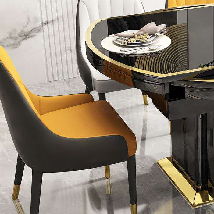 Table à manger en verre meubles extensibles modernes avec base en acier de piédestal