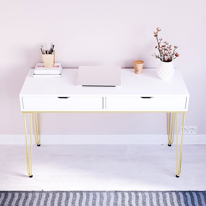 15 "Wide Glam Writing Desk rechthoekig wit houten bureau