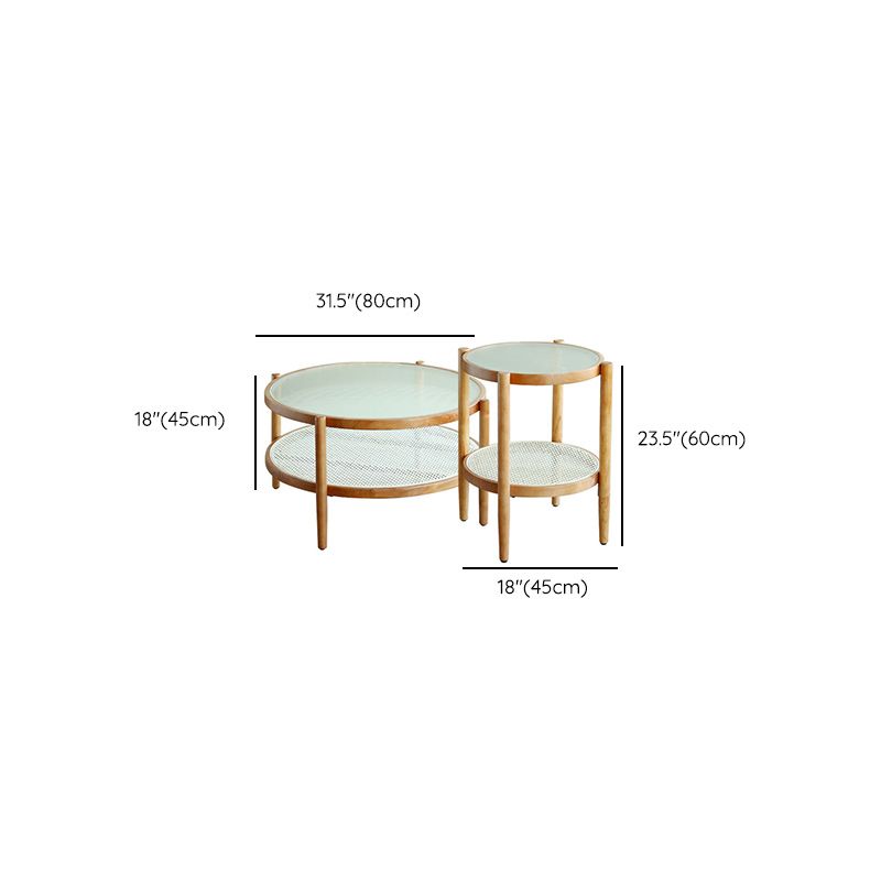 Tropical Round Cocktail Table Storage Solid Wood Coffee Cocktail Table Clearhalo 'Coffee & Accent Tables' 'Coffee Tables' 'coffee_tables' 'furn' 'furn_coffee_tables' 'Furniture' 'Living Room Furniture' 1200x1200_20c82225-268b-46cf-91a3-3f5729e66d4e