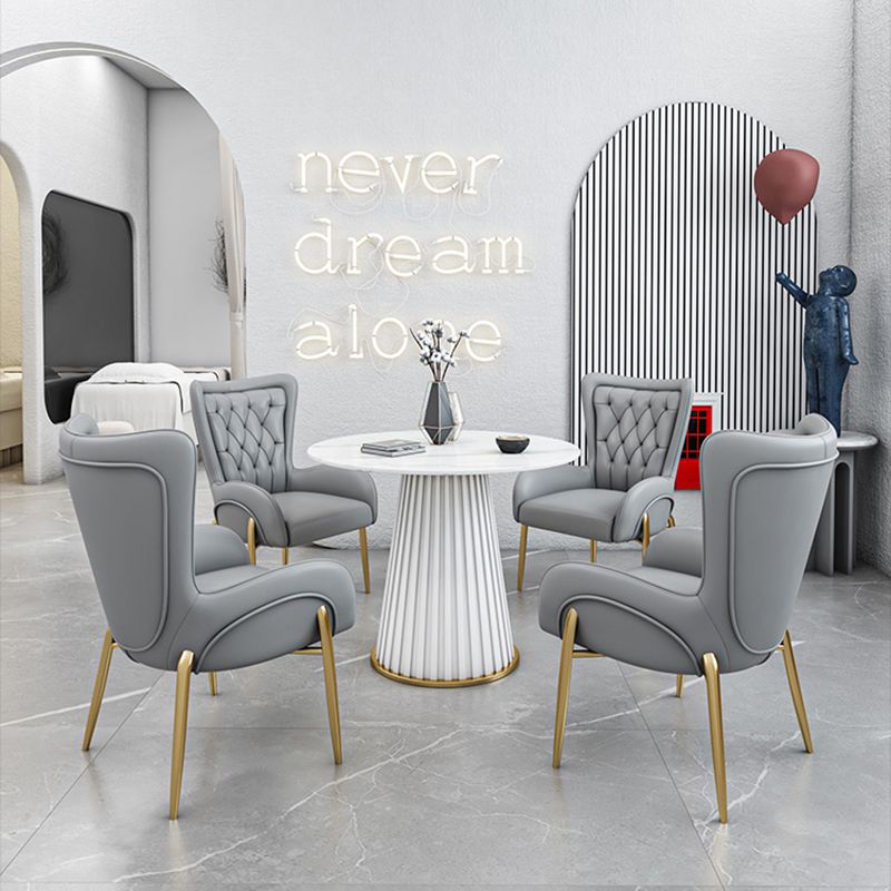 Glam 1/5 Pieces Dining Set Circular Stone Dining Table for Dining Room Clearhalo 'Dining Room Sets' 'Dining Tables & Seating' 'dining_room_set' 'furn' 'furn_dining_room_set' 'Furniture' 'furniture_dining_room_set' 'Kitchen & Dining Furniture' 1200x1200_20c85cc8-1dc3-4fac-b1a2-b8c1b8fa0cf8