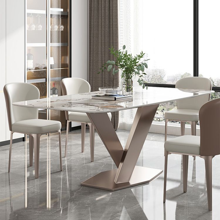 Sintered Stone Top Dining Table Rectangle Kitchen Table with Metal Pedestal Clearhalo ' dining_table' 'Dining Tables & Seating' 'Dining Tables' 'furn' 'furn_dining_table' 'Furniture' 'furniture_dining_table' 'Kitchen & Dining Furniture' 'kitchen&dining_furn' 'kitchen' 'kitchen_dining_table' 1200x1200_20ca0180-e02d-443e-a8c2-ce6b0a0babe7
