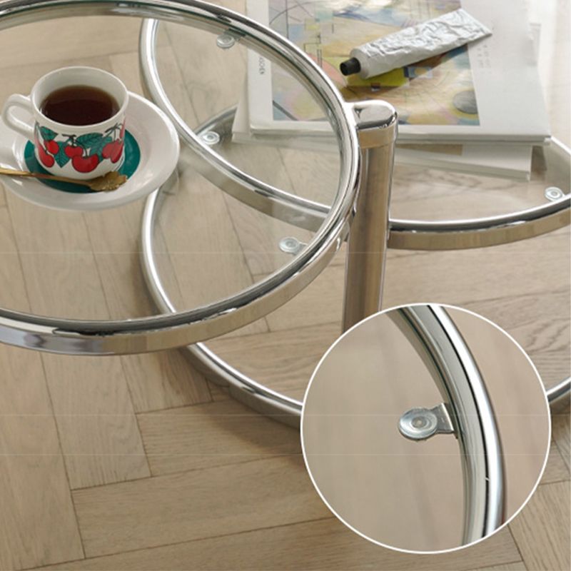 Round with Metal Accents Coffee Table Extendable Modern Glass Cocktail Table Clearhalo 'Coffee & Accent Tables' 'Coffee Tables' 'coffee_tables' 'furn' 'furn_coffee_tables' 'Furniture' 'furniture_coffee_tables' 'Living Room Furniture' 1200x1200_20ca2729-8e80-4725-b4fd-e11fb99e0810