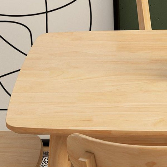 Rectangular Solid Wood Dining Table Modern Furniture with 4 Legs for Home Use