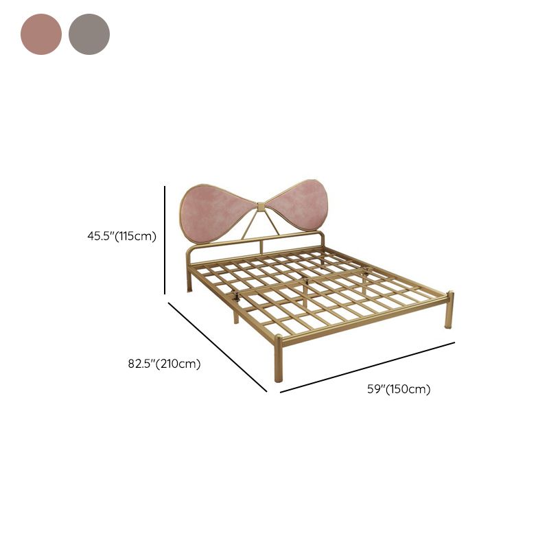 Metal and Upholstered Bed Frame with Metal Legs Open-Frame Bed in Gold Clearhalo 'Bedroom Furniture' 'Beds' 'furn' 'furn_beds' 'Furniture' 1200x1200_20cc9a1a-4b83-4058-b199-74f5805a3dc1
