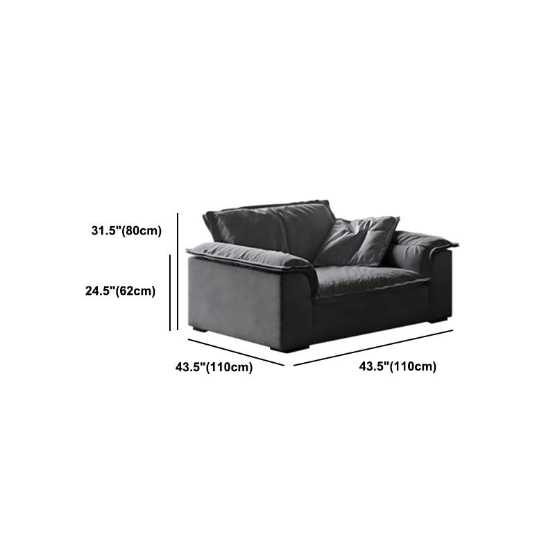 Stain-Resistant Dark Gray Contemporary Square Arm Solid Wood Sofa