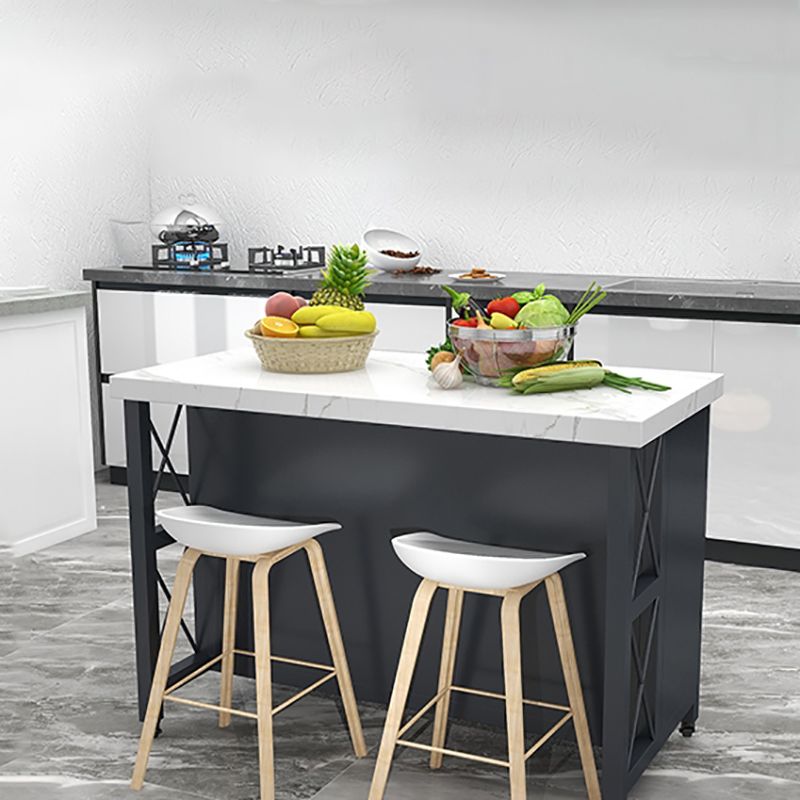 Contemporary Marble Kitchen Trolley Stationary Kitchen Trolley with Drawer Clearhalo 'furn' 'furn_kitchen_islands_carts' 'Furniture' 'Kitchen & Dining Furniture' 'Kitchen Islands & Carts' 'kitchen_islands_carts' 1200x1200_20ce8377-9df9-46db-8be9-e533444661a7