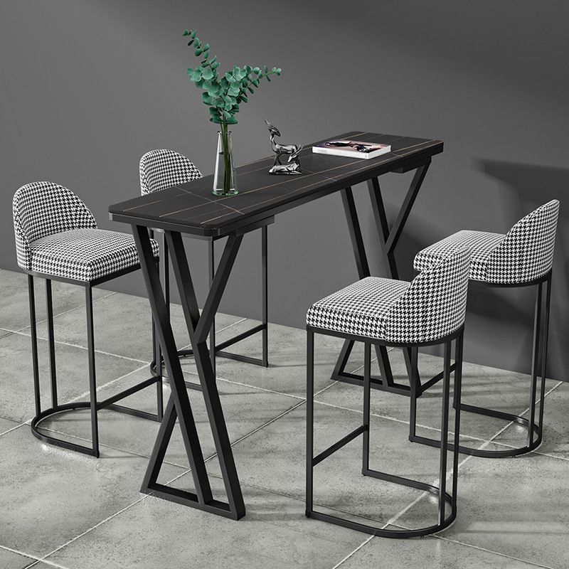Stone Bar Dining Table Industrial Bar Dining Table with Double Pedestal Base Clearhalo 'Bar Furniture' 'Bar Tables' 'bar_tables' 'furn' 'furn_bar_tables' 'Furniture' 'furniture_bar_tables' 'Kitchen & Dining Furniture' 1200x1200_20cec3fb-5db1-49ae-a108-cdaf54e0bdc3