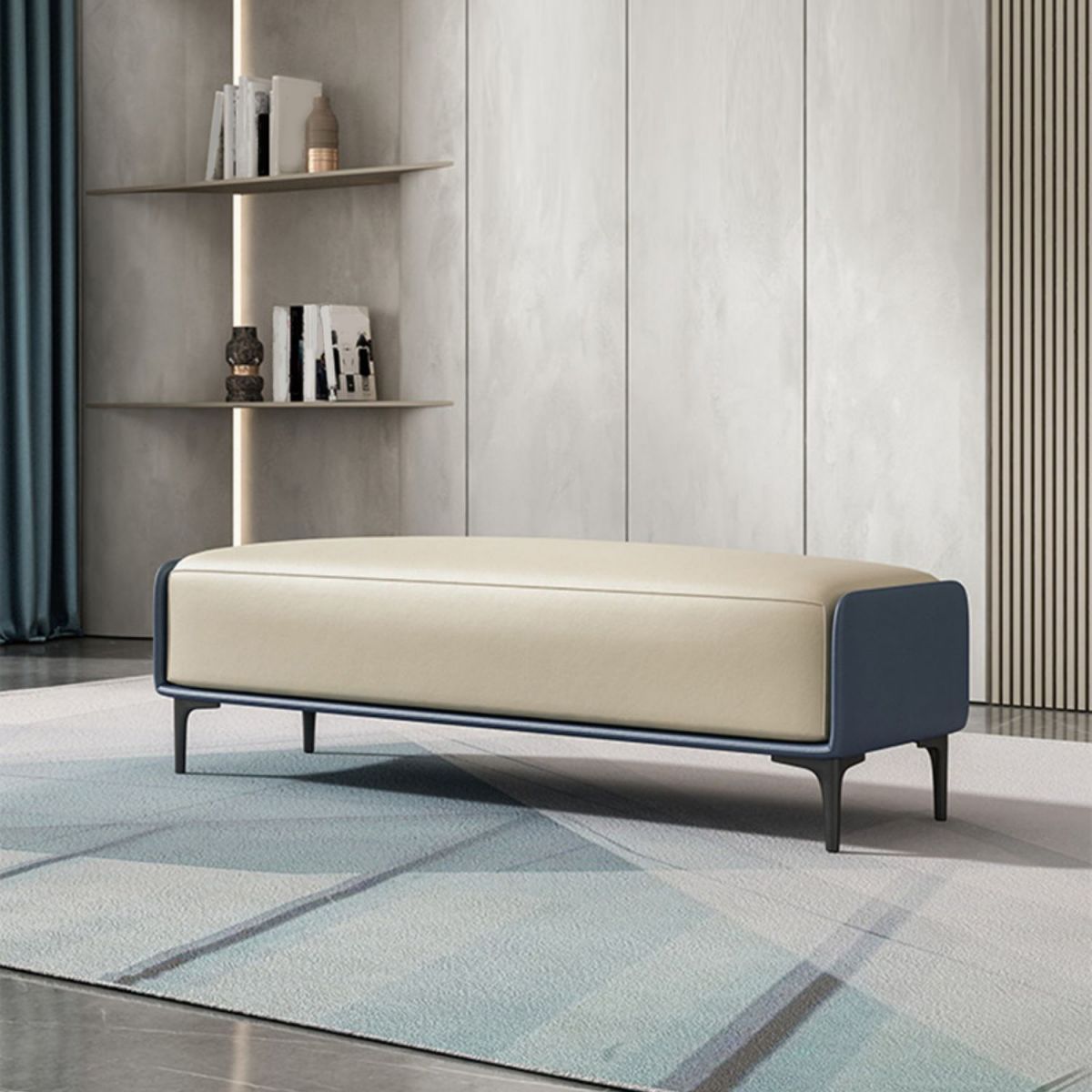 Panca imbottita contemporanea panca accento per la camera da letto con gambe nere