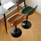 Tabouret de comptoir sans accoudoirs à dossier industriel, tabouret de bar réglable en fer avec coussin en cuir