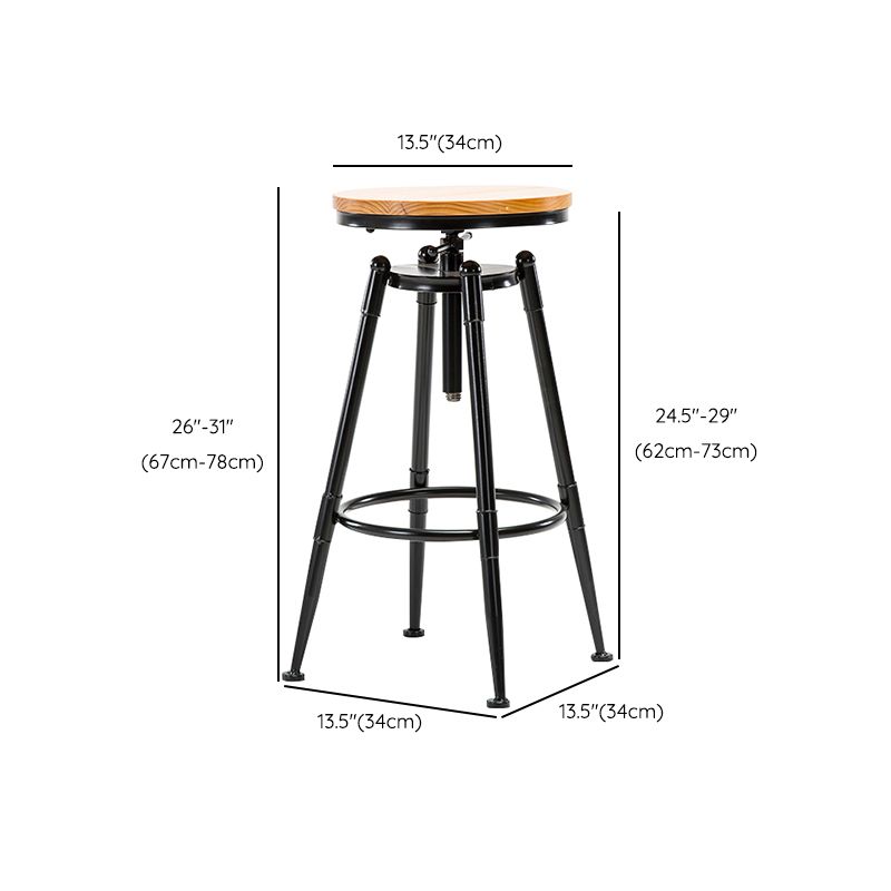 Solid Wood Counter Stool Industrial Adjustable Height Stool for Living Room Clearhalo 'Bar Furniture' 'Bar Stools' 'bar_stools' 'furn' 'furn_bar_stools' 'Furniture' 'Kitchen & Dining Furniture' 1200x1200_20d2674e-727b-4528-a226-ec530d014bee