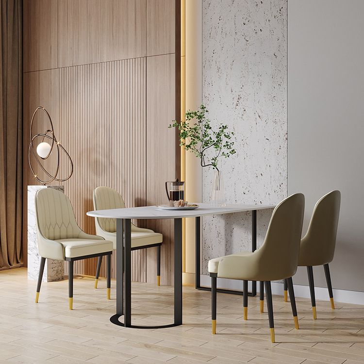 Stone Top Dining Table Traditional Luxury Dining Table with Sled Base Clearhalo ' dining_table' 'Dining Tables & Seating' 'Dining Tables' 'furn' 'furn_dining_table' 'Furniture' 'furniture_dining_table' 'Kitchen & Dining Furniture' 'kitchen&dining_furn' 'kitchen' 'kitchen_dining_table' 1200x1200_20d5001d-159d-4d89-96dc-7565f60caf4c