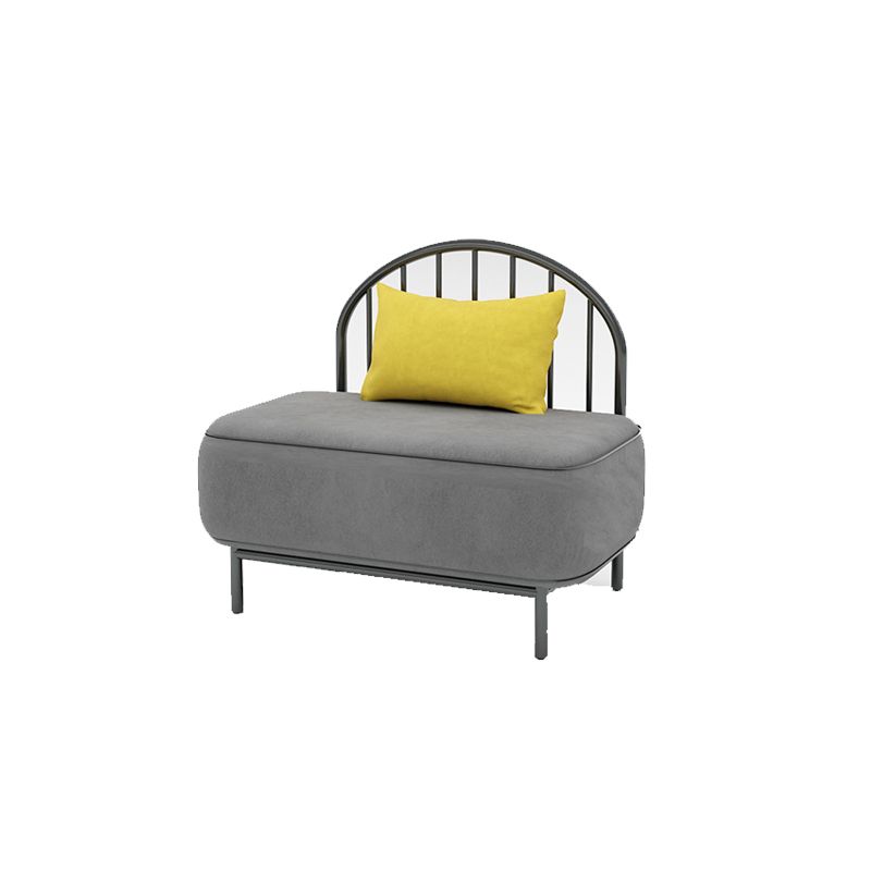 Contemporary Grey Sofa with Yellow Pillow and Black Legs for Apartment