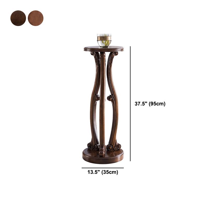 Pedestal End Table Brown Round Wood Side End Table - Distressed Surface Treatment Clearhalo 'Coffee & Accent Tables' 'End & Side Tables' 'end_side_table' 'end_side_tables' 'furn' 'furn_end_side_tables' 'Furniture' 'furniture_end_side_table' 'Living Room Furniture' 1200x1200_20d72ce7-16f8-4163-9c57-46a2898999ef