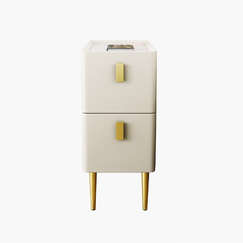 Stone Top Night Tisch moderne 22 Zoll H 2-Drawer Imitation Holz Nachttisch mit Beinen