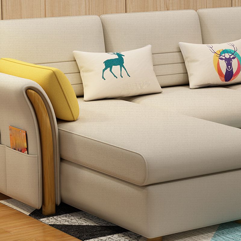 Cotton Blend and Faux Leather Convertible Sectionals Sofas with Storage in Yellow Clearhalo 'furn' 'furn_sectionals' 'Furniture' 'furniture_sectionals' 'kitchen' 'kitchen_sectionals' 'Living Room Furniture' 'Sectionals' 1200x1200_20d7af74-480c-4f92-b84c-d09d044676cb