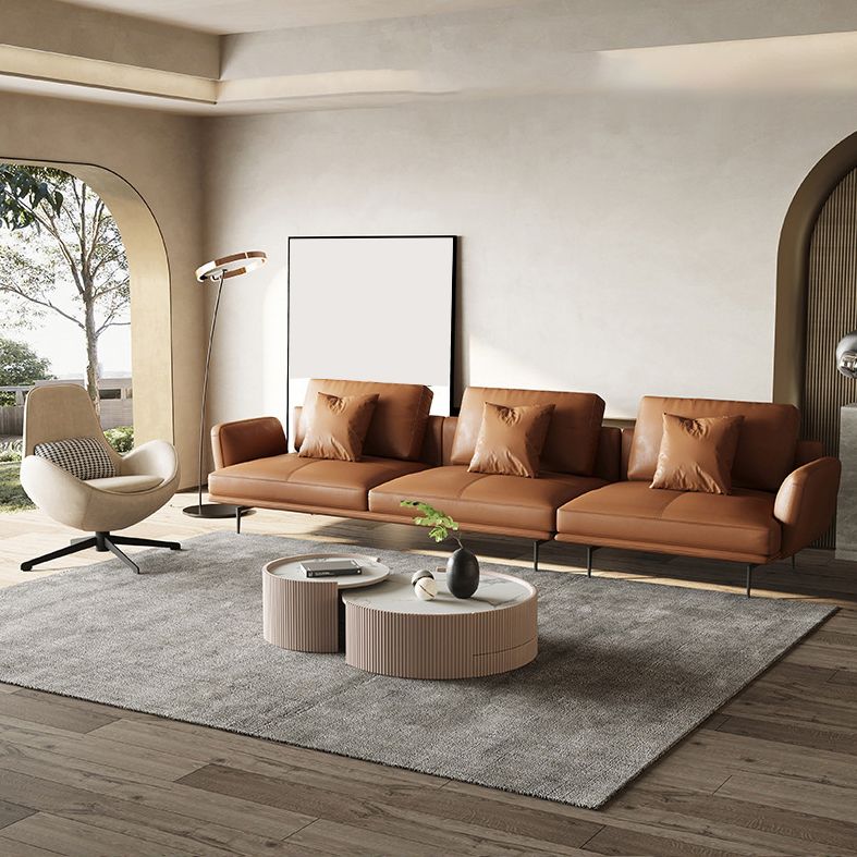 34"H Scandinavian Sectional Sofa Orange Sleeper Sectional with Pillows Clearhalo 'furn' 'furn_sectionals' 'Furniture' 'Living Room Furniture' 'Sectionals' 1200x1200_20d8ba3c-cacb-4530-9141-b68031568afe