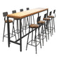 Solid Wood Bar Table Black Trestle Base Dining Table for Kitchen Living Room Clearhalo 'Bar Furniture' 'Bar Tables' 'bar_tables' 'furn' 'furn_bar_tables' 'Furniture' 'Kitchen & Dining Furniture' 1200x1200_20d927a7-d532-446d-a98d-00becf421c21