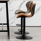 Scandinavian Metal Barstool Low Back Leather Barstools in Matte Finish for Indoor