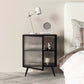Metal and Glass Bedside Cabinet Modern Minimalist Bedside Table with Legs