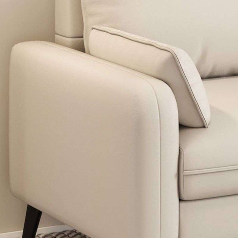 Scandinavian 25.59" Wide Faux Leather 3 Seater Square Arm Sofa