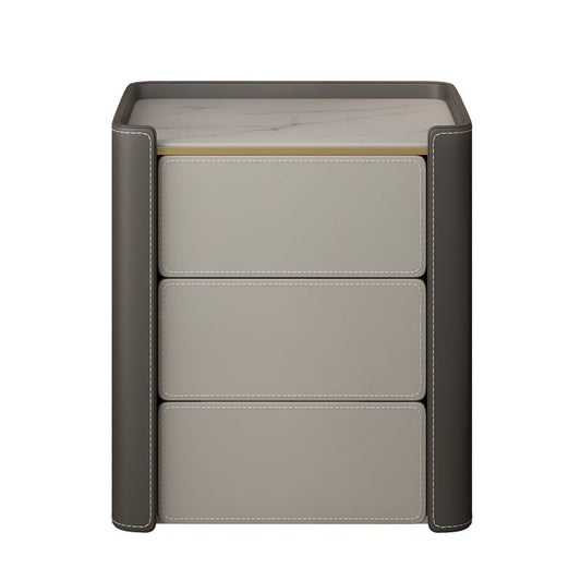 モダニズムストレージナイトテーブル3引き出しストーン/ウッドベッドナイトスタンドホームのためのナイトスタンド