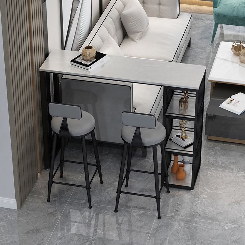 Rectangle Bar Pub Table Set 1/3 Pcs Black Iron Frame Bar Table and Upholstered Stools Clearhalo 'Bar Furniture' 'furn' 'furn_home_bar_bar_sets' 'Furniture' 'Home Bars & Bar Sets' 'home_bar_bar_sets' 'Kitchen & Dining Furniture' 1200x1200_20ddfd4b-1243-4248-94dc-3f2b0d20e9e1