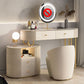 White Vanity, 30.71" High Stone Vanity Set with Stool, 2/4 Drawers Dresser