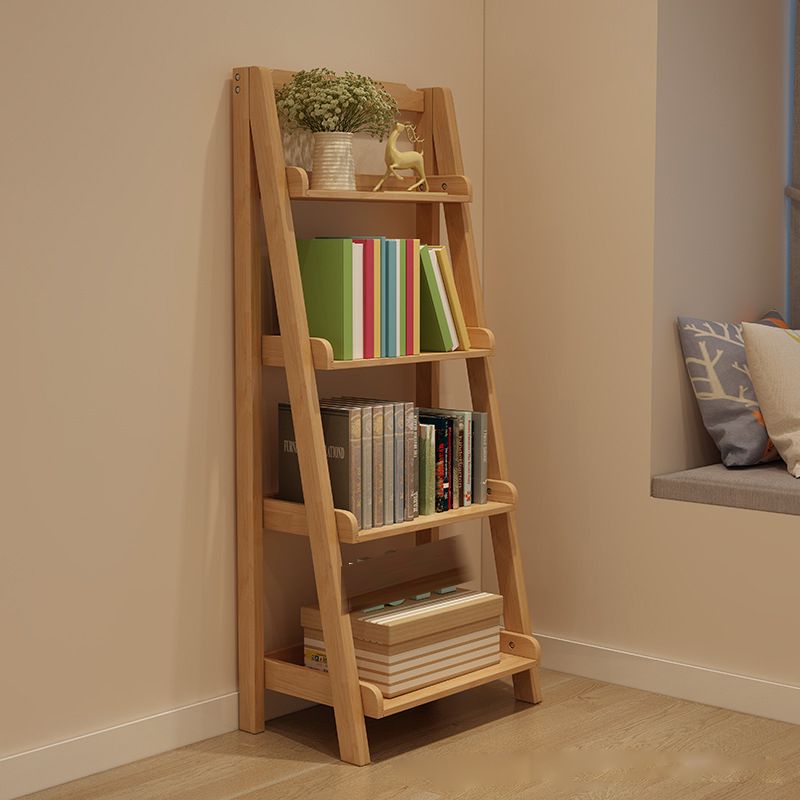 Ladder Wooden Bookcase Contemporary Open Back Bookshelf with Shelves