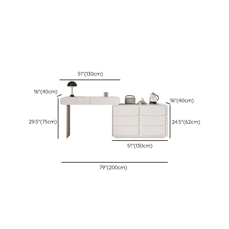 Tavolo da toeletta da toeletta a specchio illuminato moderno bianco a 6 cassetto