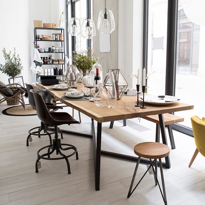 Eigentijdse massief hout schrijfbureau slaapkamer computerbureau met metalen benen