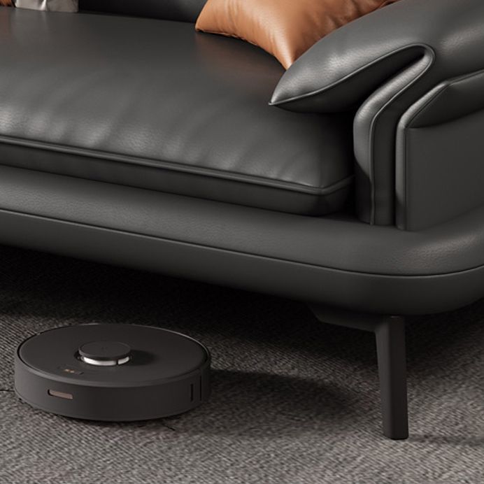 Skandinavisches Sofa echtes Leder dunkelgrauer Kissen Kissen Top Arm Sitzgelegenheiten