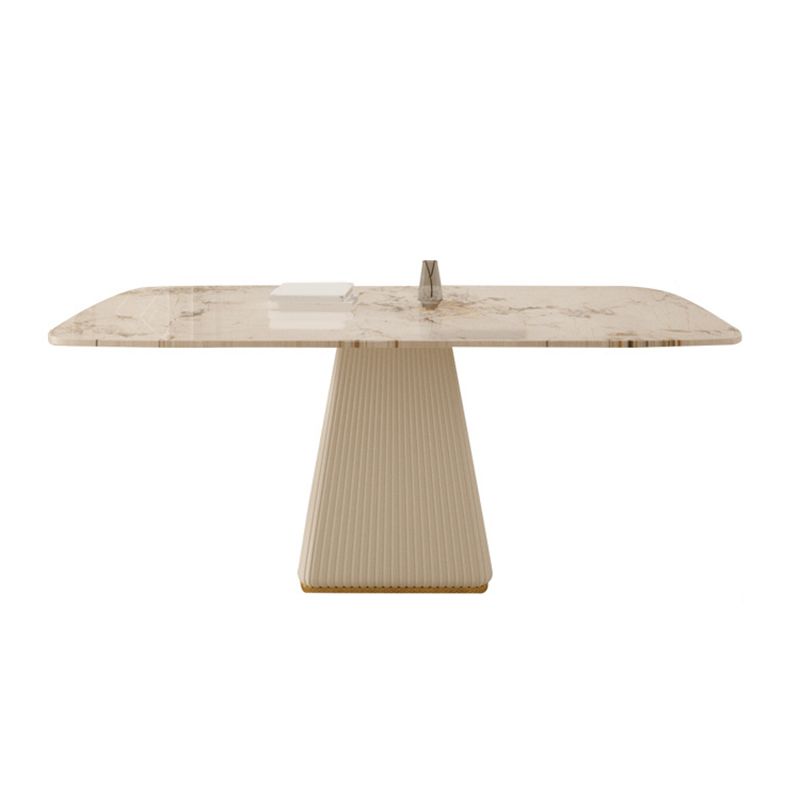 Juego de comedor Glam de piedra sinterizada, rectangular, 1/4/5/7 piezas, con base de pedestal