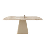 Glam Sintered Stone Dining Set Rectangle 1/4/5/7 Pieces Dining Set with Pedestal Base