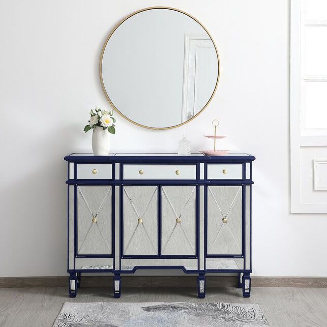 Acabado espejo aparador de madera de imitación glamour buffet de comedor con gabinetes y cajones